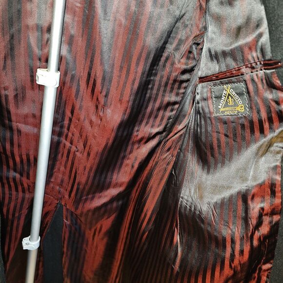 Vintage 80s 90s Cashmere Overcoat Monte Cristo Mens XL USA Black Long Trench Mob - Picture 9 of 12